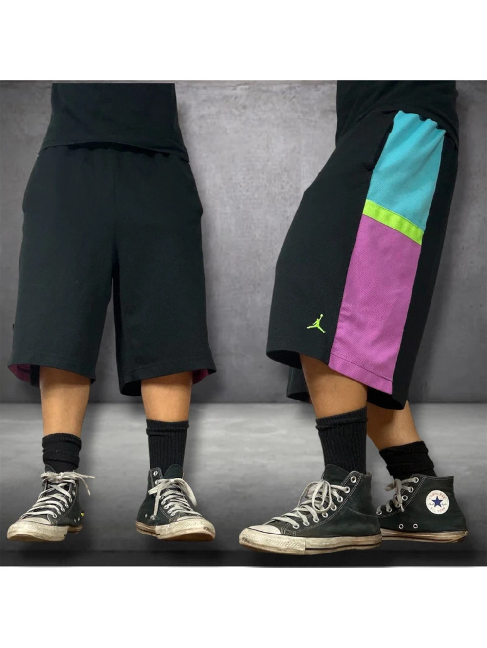 Y2K Jordan Mens Air Jordan Basketball Shorts- Black/Blue/Pink